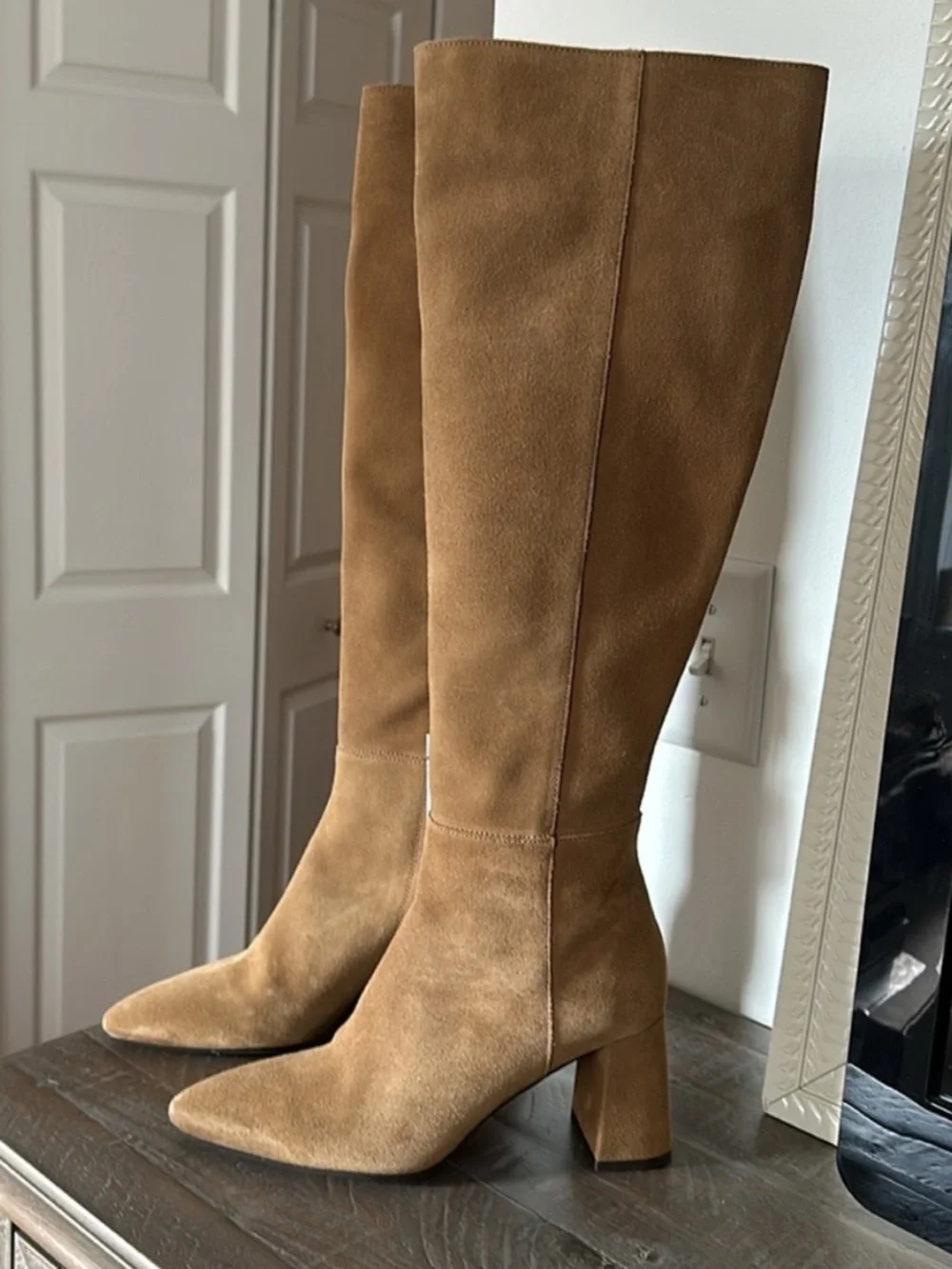 Zara HEELED SUEDE OVER THE KNEE BOOTS. Sandy Brown. Size 6.5. New with Tags.